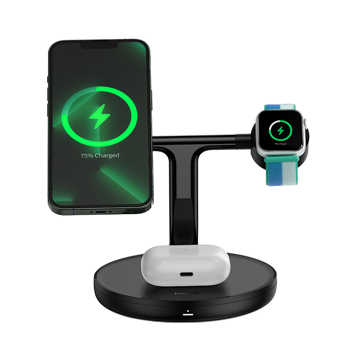 Baseus Wireless Magnetic Charger, Stand 20W for 3 Apple Devices, Black iekārtas lādētājs