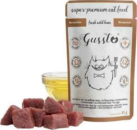 GUSSTO GUSSTO sasz.85g FRESH WILD BOAR /8 Pokarm dla kota z DZICZYZNA VAT013989 (4250231537684) kaķu barība