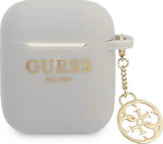 Guess Etui ochronne Silicone Charm 4G Collection do AirPods szare GUE1694GRY (3666339039301)