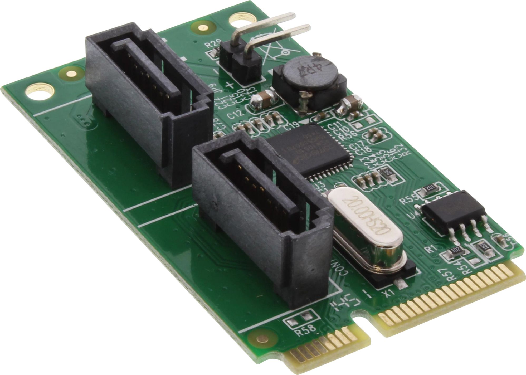 Mini-PCIe 2.0 2x SATA Schnittstellenkarte/Adapter Eingebaut (66907) Serveru aksesuāri