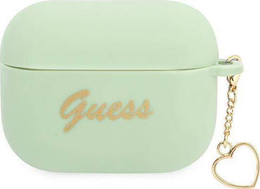 Guess Etui ochronne Silicone Charm Heart Collection do AirPods Pro zielone GUE1699GRN (3666339039073)