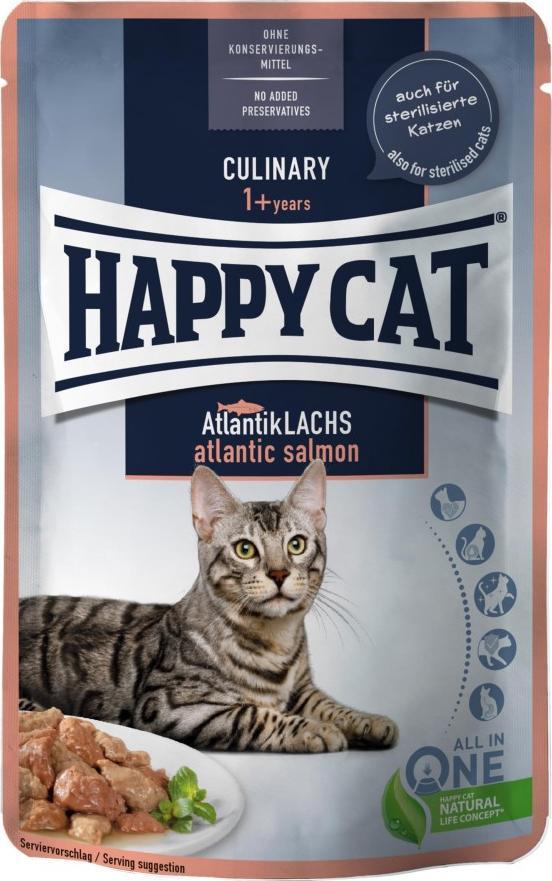 Happy Cat Culinary Meat in Sauce Atlantic Salmon, mokra karma, dla kotow doroslych, losos atlantycki, 85 g, saszetka HC-1252 (4001967141252) kaķu barība