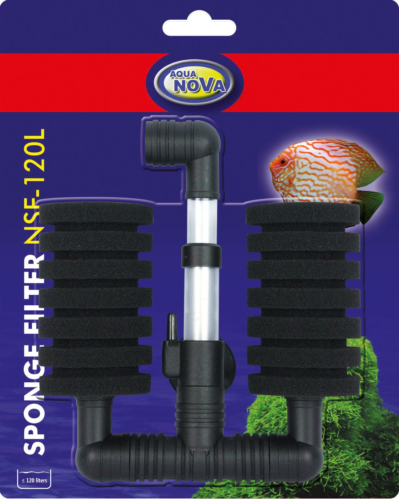 Aqua Nova NSF-120L TWO-CHAMBER SPONGE FILTER akvārija filtrs