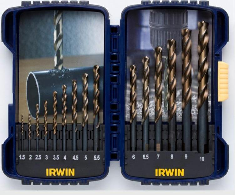 Wiertlo Irwin IRWIN ZESTAW 15szt. 1.5mm, 2mm, 2.5mm, 3mm, 4mm, 4.5mm, 5mm, 5.5mm, 6mm, 6.5mm, 7mm, 8mm, 9mm, 10mm IRWIW3031503