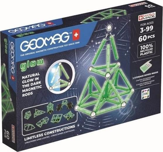 Geomag Magnetic blocks Glow Recycled 60 elements konstruktors