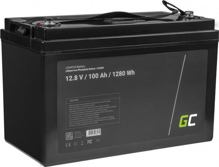 Green Cell LiFePO4 Battery 12V 12.8V 100Ah for photovoltaic system, campers and boats UPS aksesuāri