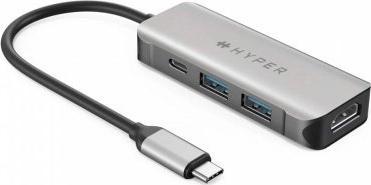 Hyper HD 4-in-1 USB-C HUB/HDMI/PD 100W/USB-A dock stacijas HDD adapteri