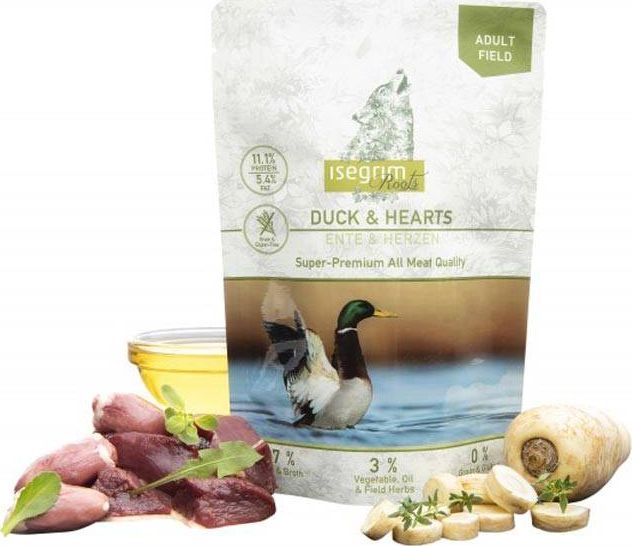 Isegrim Isegrim Adult Duck & Hearts - mokra karma dla doroslych psow, kaczka z sercami kurzymi i warzywami, saszetka 410g 95756 (42502315410 barība suņiem