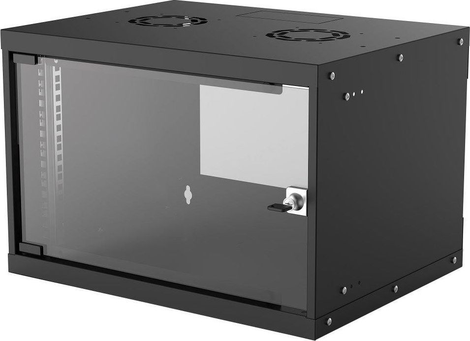 Intellinet Wallmount Cabinet 6U 540/400mm Rack 19'' glass door, flat pack, black