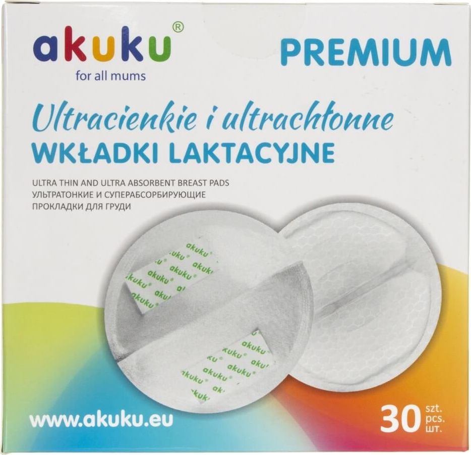 Akuku Akuku Wkladki laktacyjne ultracienkie i ultrachlonne - 30 sztuk A0354 (5907644003549) bērnu krūts barošanai