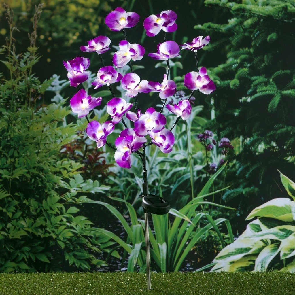 HI HI Ogrodowa lampka solarna w ksztalcie orchidei, 75 cm 435255 (4034127703960) apgaismes ķermenis