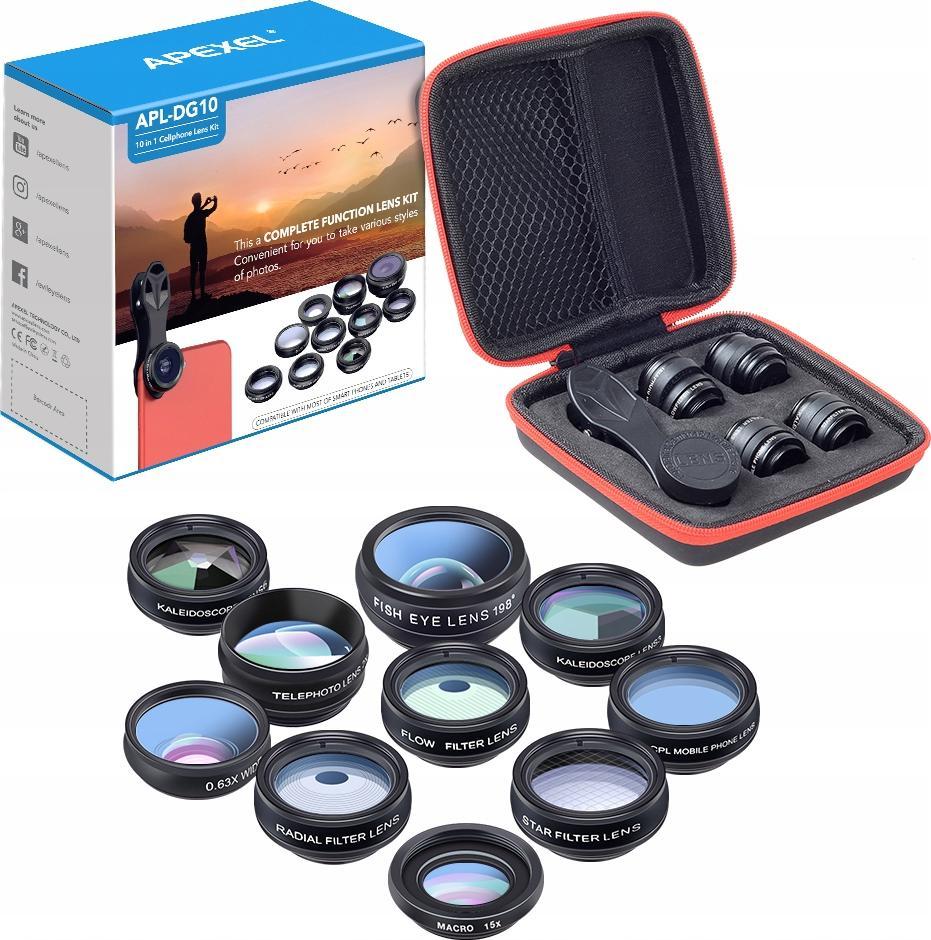 Apexel Set 10in1 Lenses Phone Lens / Apl - Dg10 aksesuārs mobilajiem telefoniem