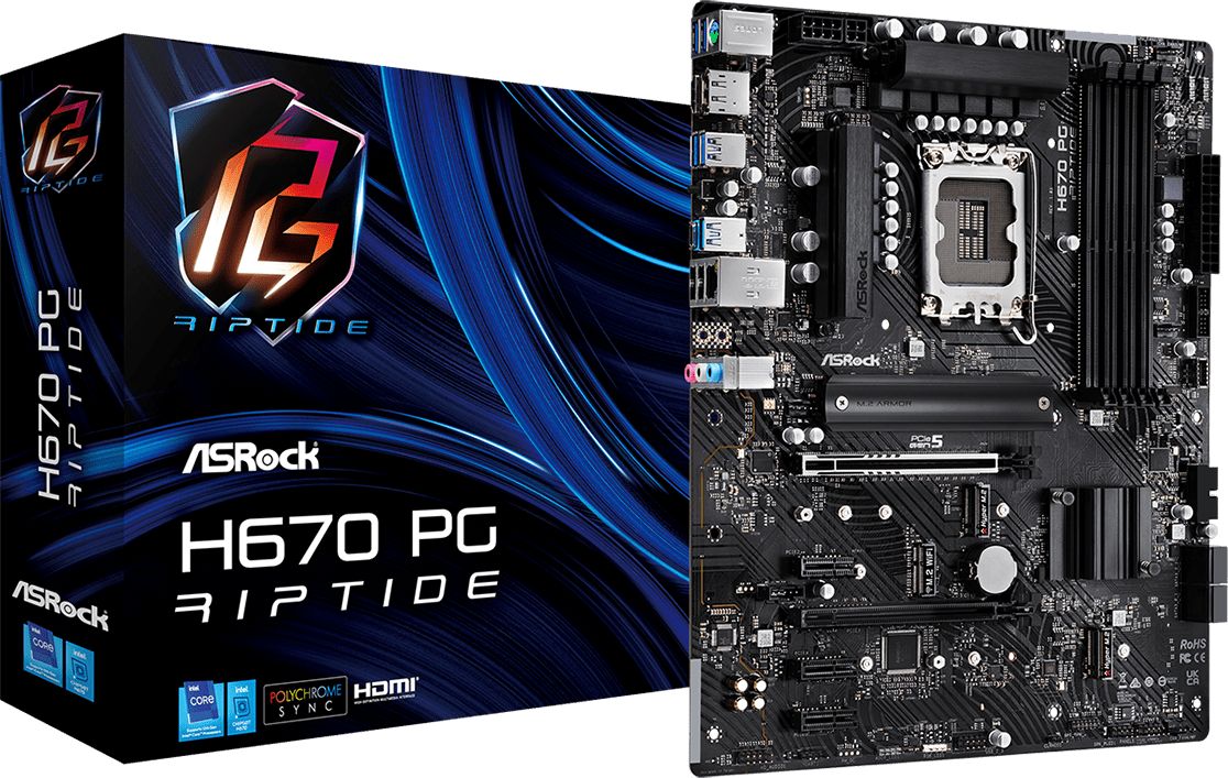 Asrock H670 PG Riptide Intel H670 LGA 1700 ATX pamatplate, mātesplate