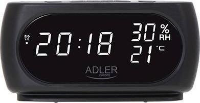 Adler Clock with Thermometer AD 1186 Black radio, radiopulksteņi