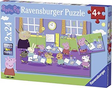 Ravensburger Puzzle dla dzieci Peppa w szkole - 2 x 24 szt. puzle, puzzle