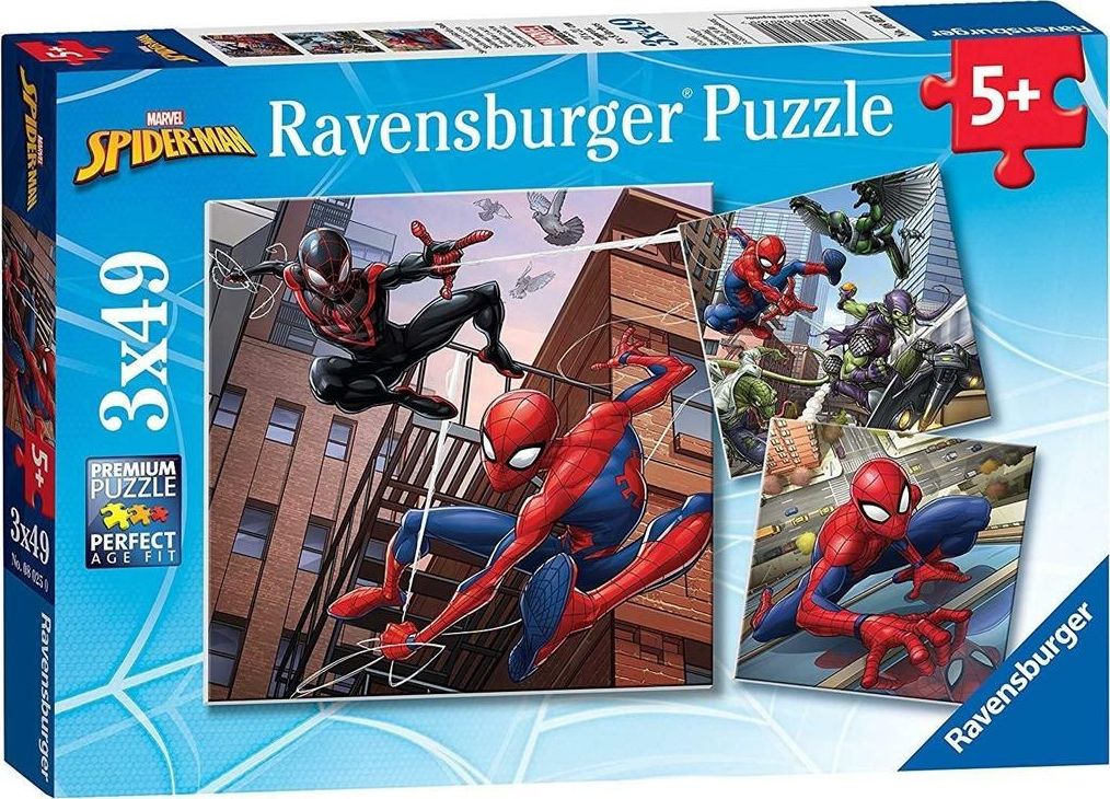 Ravensburger Puzzle 3x49 Spiderman w akcji 346015 (4005556080250) puzle, puzzle