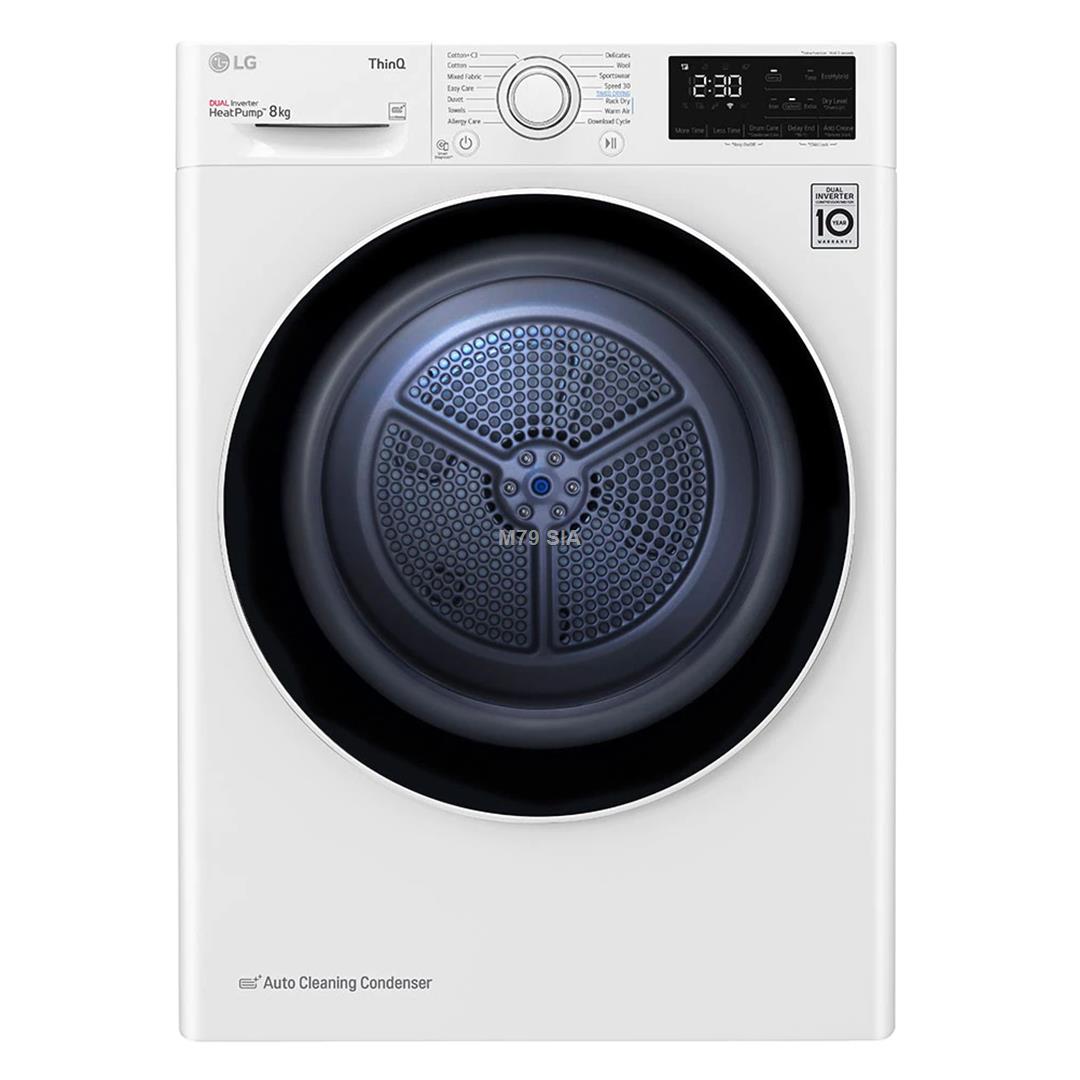 LG Dryer Machine RH80V3AV6N Energy efficiency class A++, Front loading, 8 kg, LED touch screen, Depth 69 cm, Wi-Fi, White Veļas žāvētājs