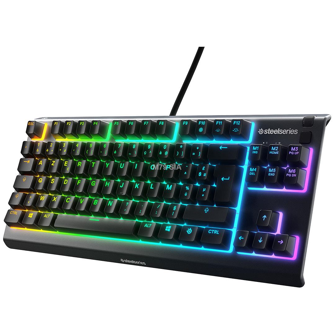 SteelSeries Gaming Keyboard Apex 3 Tenkeyless, RGB LED light, NORD, Black, Wired, Whisper-Quiet Switches klaviatūra