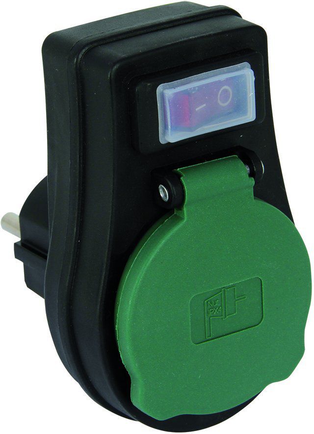 REV Adapter with Switch IP44 black-green kabelis, vads