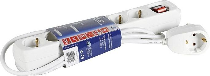 REV Multiple Socket PowerSplit 6-fold 2m white kabelis, vads