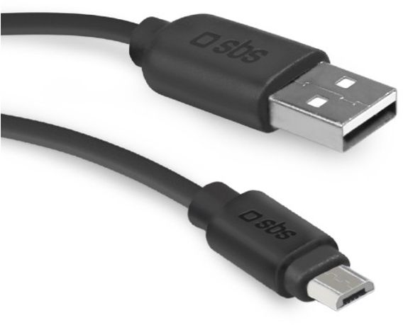 Kabel USB SBS Mobile USB A - Micro USB, (M/M), czarny, 2m (TECABLEMICRO2K) USB kabelis