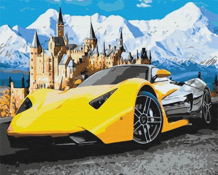 Malowanie po numerach. Lamborghini kolo zamku GXP-792698 (5904433380621)