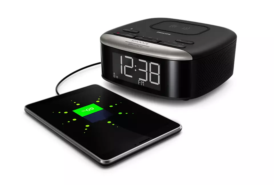 Philips Clock Radio TAR7606/10, Wireless Qi phone charger, Bluetooth streaming, Large, clear display akustiskā sistēma