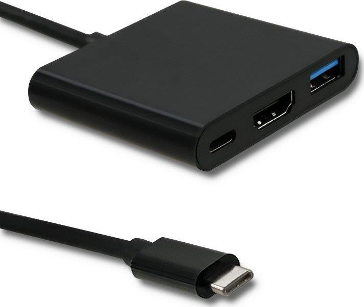 Adapter USB 3.1typC/HDMI +USB AF+USB typC Black kabelis, vads