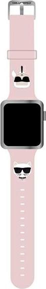 Karl Lagerfeld Pasek Karl Lagerfeld KLAWLSLCKP Apple Watch 4/5/6/7/SE 44/45mm rozowy/pink strap Silicone Karl & Choupette Heads KLD808PNK (3