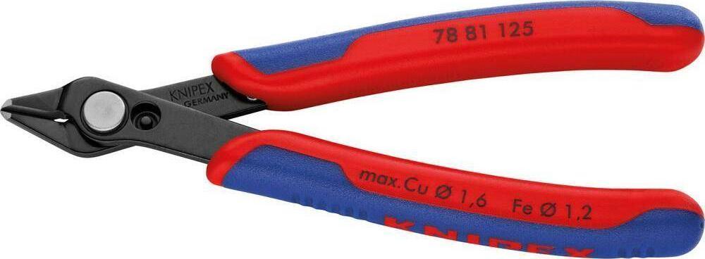 KNIPEX Knips 78 81 125, electronics pliers (red/blue, with opening spring and opening limitation)