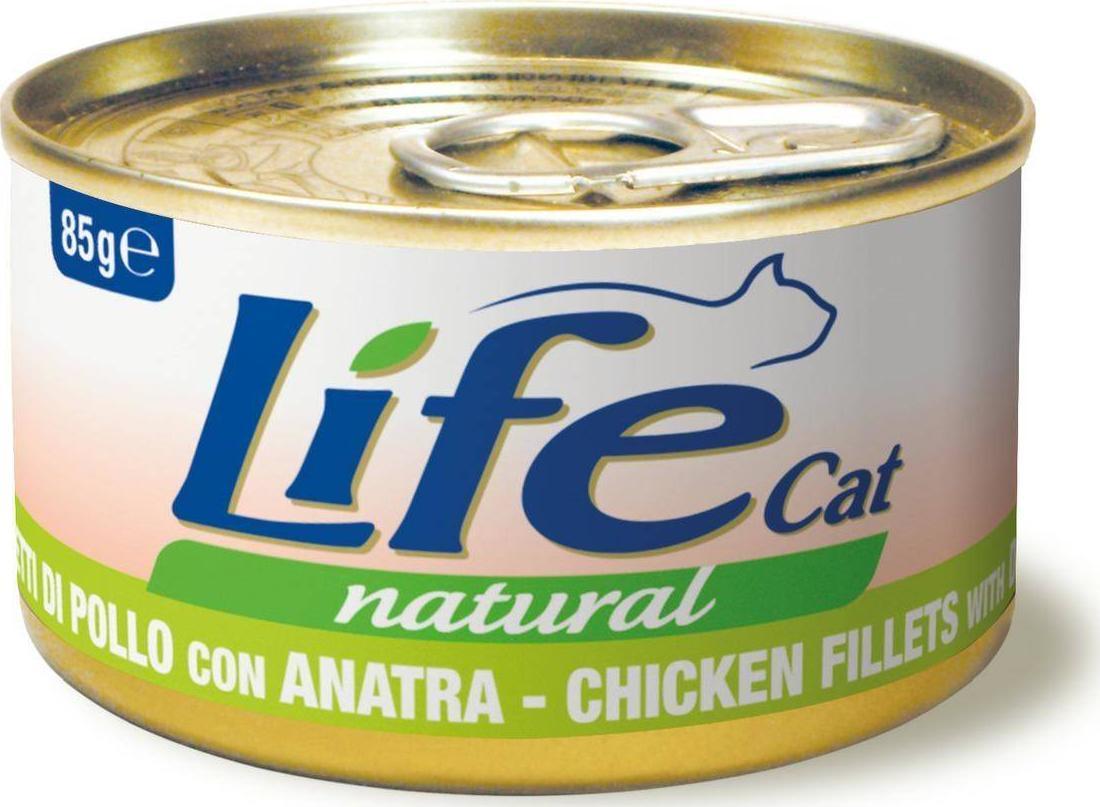 Life Pet Care LIFE CAT pusz.85g CHICKEN + DUCK FILLETS /24 110131 (8034105422636) kaķu barība