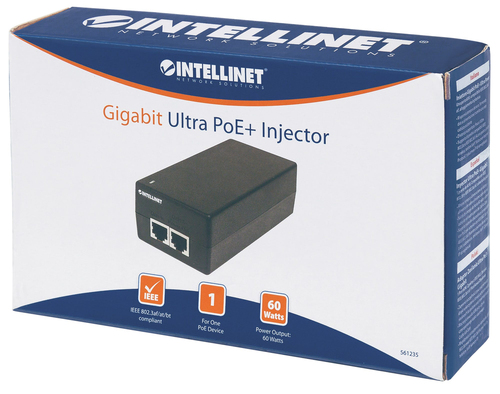 Intellinet Ultra PoE+ Injector IEE E 802.3bt 60W 1 port RJ45 gigabit