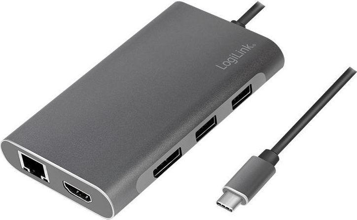 LogiLink Dockingstation USB 3.2 Gen1,USB-C,8-Port,PD,silber dock stacijas HDD adapteri