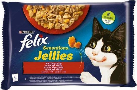 Nestle FELIX sasz.4x85g SENSATIONS JELLIES WIEJSKIE SMAKI w galaretce /12 12448337 (7613039757604) kaķu barība