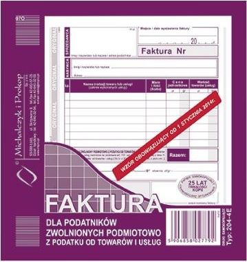 Michalczyk & Prokop Faktura dla podatnikow zwolnionych...204-4E 436142 (5906858027792)  rezerves daļas un aksesuāri printeriem