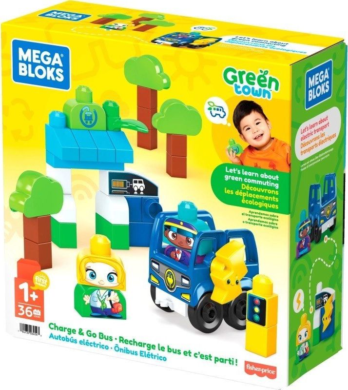 Blocks Green Town Charge & Go Bus konstruktors