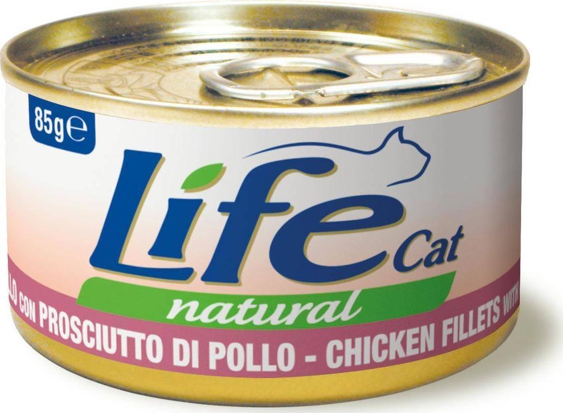 Life Pet Care LIFE CAT pusz.85g CHICKEN + HAM FILLETS /24 110118 (8034105422728) kaķu barība