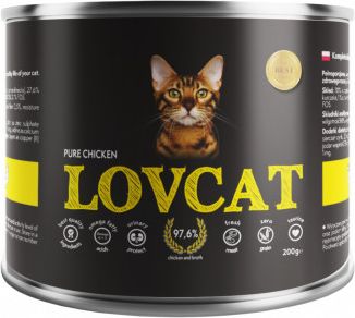 LOVCAT LOVCAT Pure CHICKEN Kurczak - 200g VAT017121 (5903178747225) kaķu barība