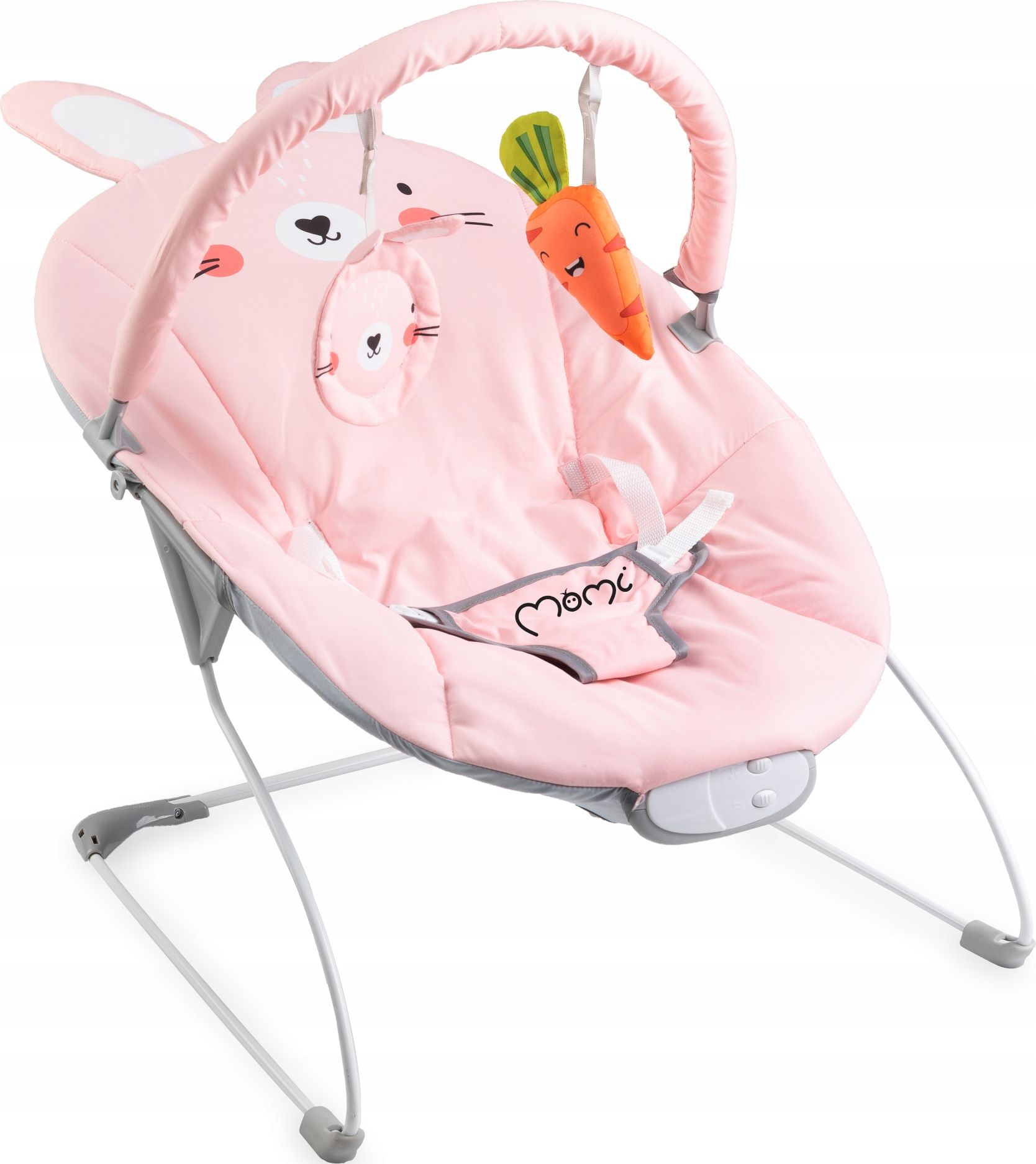 MoMi Rocker Glossy - pink bunny šūpuļkrēsls