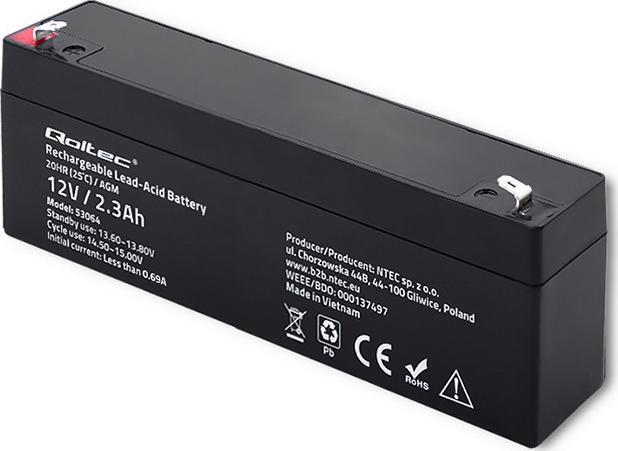 Qoltec Akumulator AGM Qoltec 12V 2.3Ah HQ (53064) 1_819460 (5901878530642) UPS aksesuāri