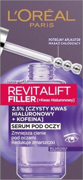 L'Oreal Paris LOREAL_Revitalift Filler Serum pod oczy redukujace zmarszczki i zmniejszajacy cienie 20ml 3600524025564 (3600524025564) ēnas