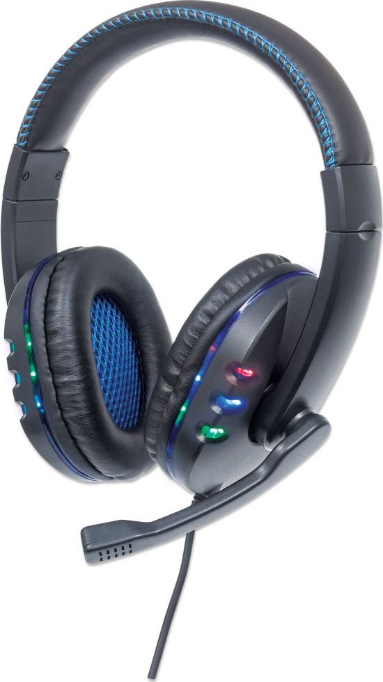 Manhattan USB-A Gaming Headset with  LEDs. Retractable Built-in  766623176088 austiņas