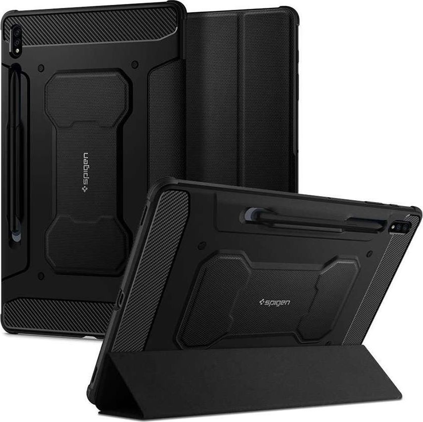 Etui na tablet Spigen Etui Spigen Rugged Armor Pro do Galaxy Tab S7 Plus 12.4 T970/T976 Black SPN1414BLK (8809710755864) planšetdatora soma