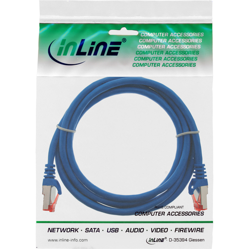 InLine Patchcord S/FTP, PiMF, Cat.6, 250MHz, PVC,  Blue 25m (76425B) tīkla kabelis