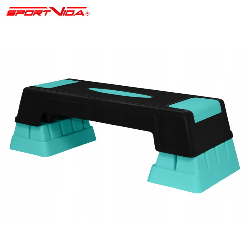 SportVida Univerāla 3 līmeņu Aerobikas platforma - Step Sols (76x29cm) Zils / Melns Sporta aksesuāri