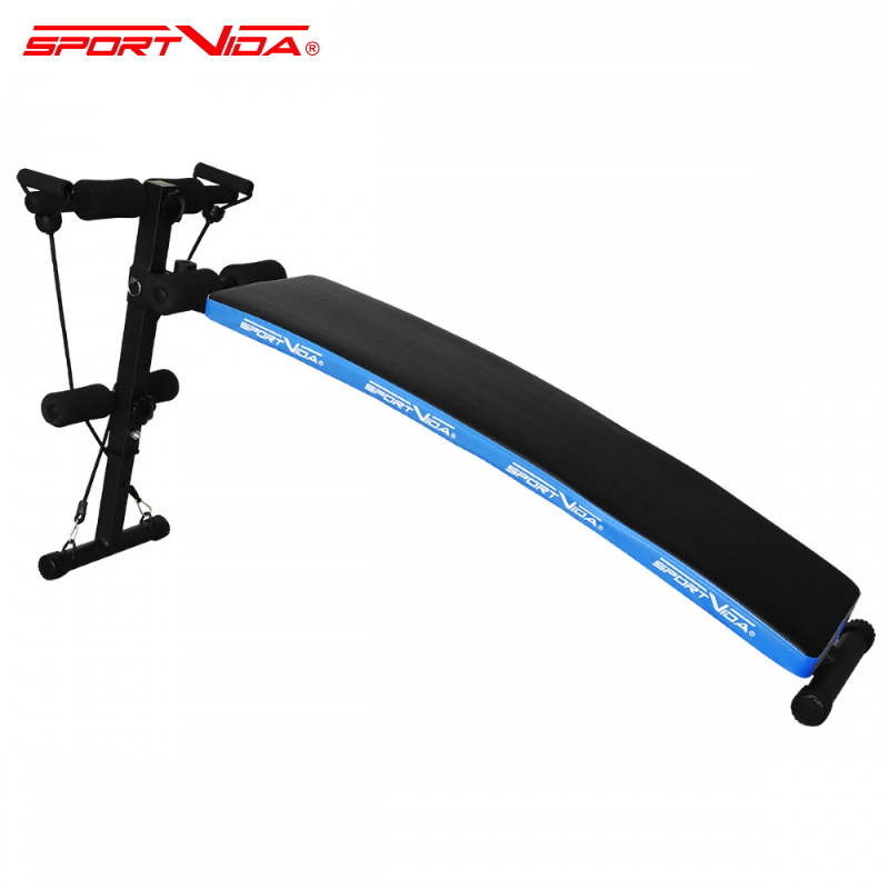 SportVida Super-Comfort Gym un Fitnesa Multi funkcionāls un regulējams soliņš ar rokturu trosēm Melns Sporta aksesuāri