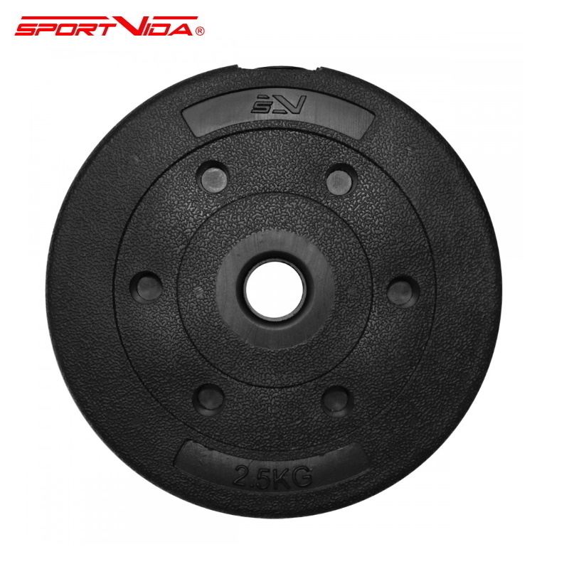 SportVida Gumijota Diska Svars grifam 2.5kg ar 26mm vidus caurumu (1gab.) Melns Sporta aksesuāri