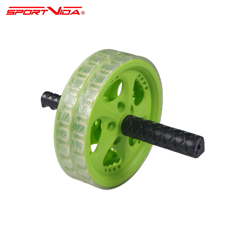 SportVida Dubultais Flat Rolleris (17.5cm) priekš Fitnesa ar argonomiskiem gumijotiem rokturiem Zaļš Sporta aksesuāri