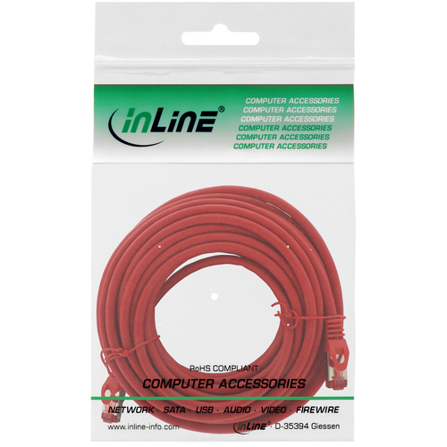 InLine Patchcord S/FTP, PiMF, Cat.6, 250MHz, halogen free,  Red 5m (76905R) tīkla kabelis