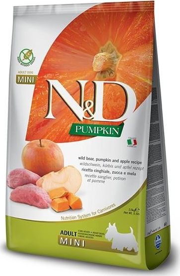 Farmina N&D Pumpkin Mini Dzik i Jablko 2,5 kg 7416136 (8010276033291) barība suņiem